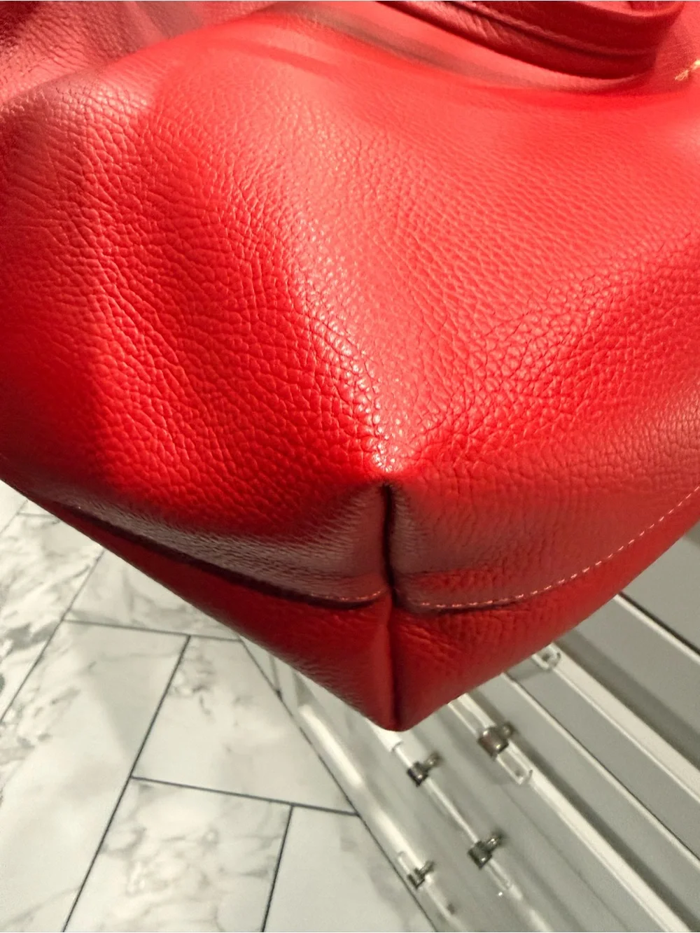 Cuyana Bright Red Pebbled Leather Tote